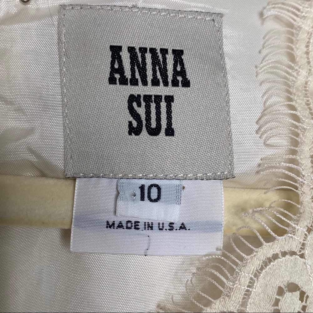 Anthro Cream Anna Sui Lonoke Antique Lace Dress - Picture 7 of 8